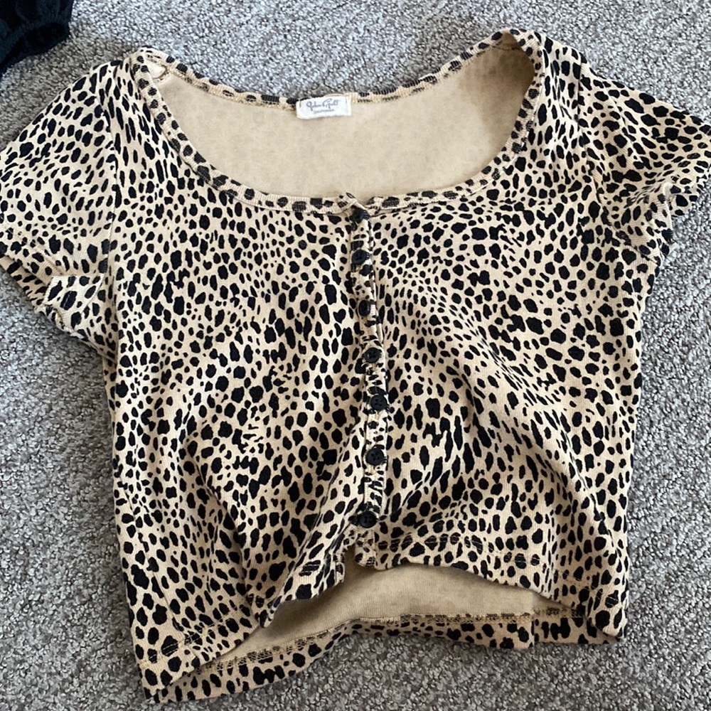 Brown/tan with black spots crop top